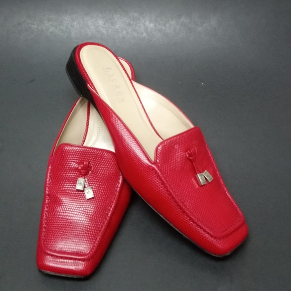 Ralph Lauren Shoes - LAUREN RALPH~KELSEY WOMEN'S RED LEATHER MULES